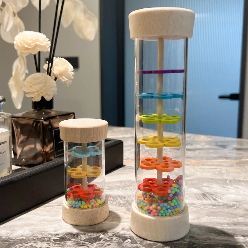 Baby Wooden Rain Sound Pipe Simulation Montessori Wooden Toy Gift Hourglass Fun Music Shaker Early Education Enlightenment Toy 4