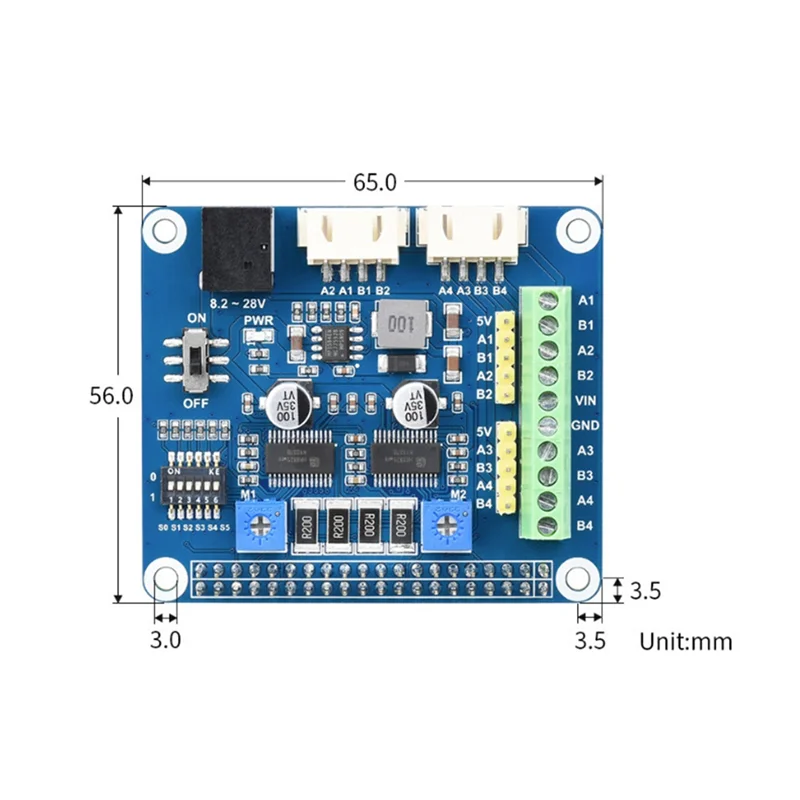 Raspberry Pi 스테퍼 모터 HAT 확장 보드용 3D 인쇄-N33R용 Jetson Nano용 최대 1/32 마이크로 스테핑