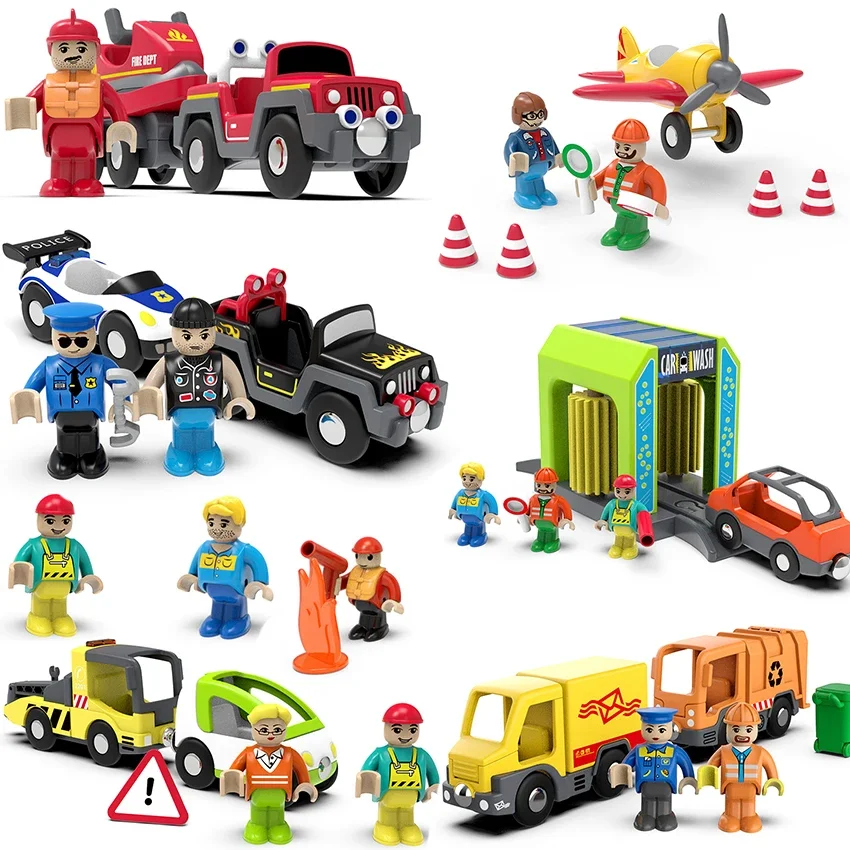 Kid Magnetic Electric Car Locomotive Fit Wooden Firefighting Train Track Slot Diecast Railway Tracks Kid Educational Toys Gifts 2