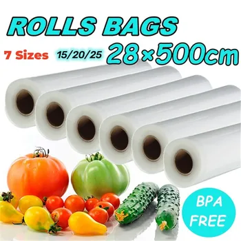 Sacs de rangement sous vide pour aliments, sacs à sceller, garde les aliments frais, accessoires de cuisine, 12 cm, 15 cm, 20 cm, 25cm x 500cm 1