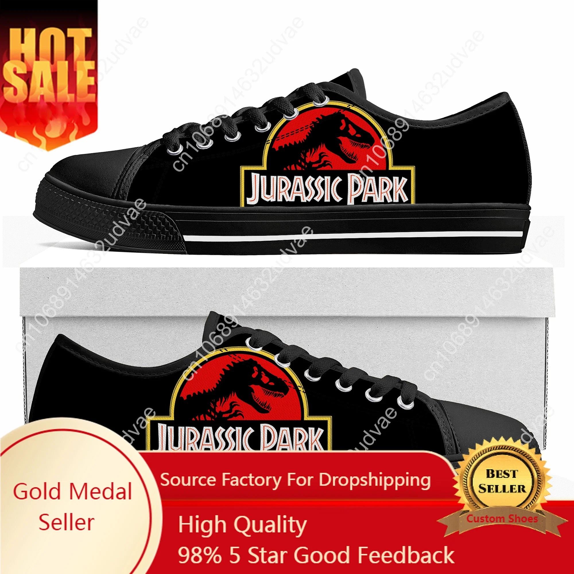 

Cartoon Dinosaur World Jurassic Park Low Top Sneakers Mens Womens Teenager High Quality Canvas Sneaker Couple Shoes Custom Shoe