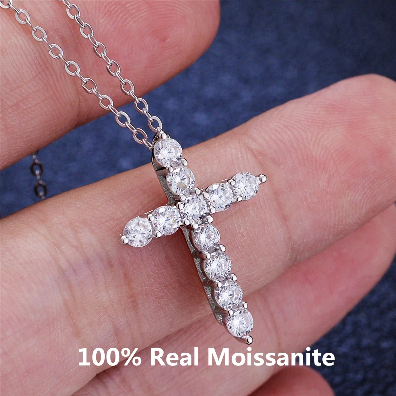 Pass Diamond Test D Color 1.1CT Moissanite Cross Necklace 18K Gold Plated 925 Sterling Silver GRA Jewelry for Men and Women 2
