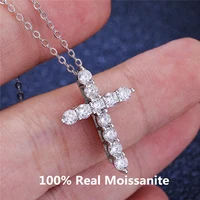 Pass Diamond Test D Color 1.1CT Moissanite Cross Necklace 18K Gold Plated 925 Sterling Silver GRA Jewelry for Men and Women 2