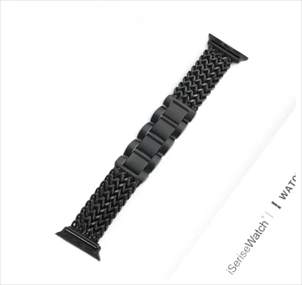 سوار فولاذي فاخر لساعة أبل 9 8 7 6 SE 5 3 45/44/42...