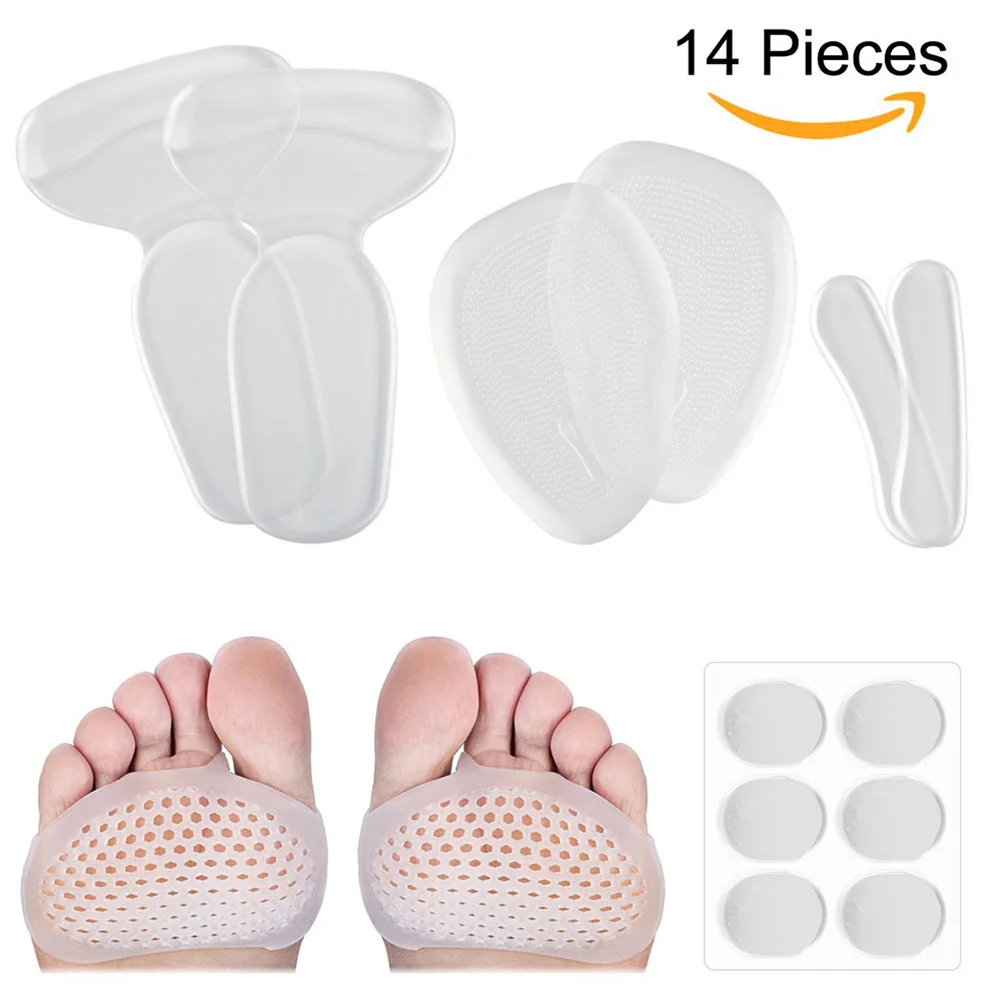 

14Pcs Silicone Metatarsal Pads Toe Separator Pain Relief Foot Pads Orthotics Foot Massage Insoles Forefoot Socks Foot Care Tool