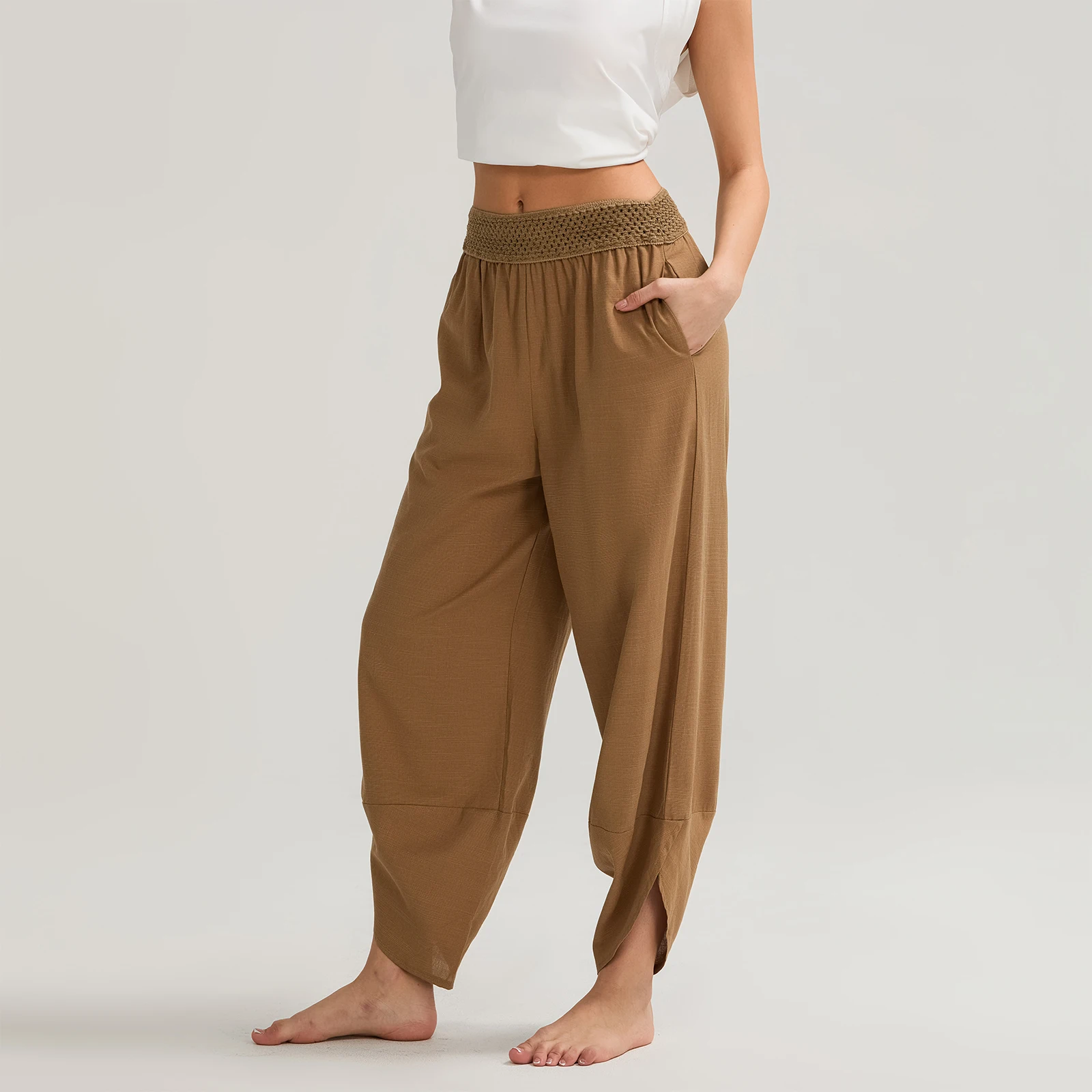 Women Low Waist Baggy Trousers Harem Pants Casual Hippy Loose Trousers Bohe Elastic Waist Loose Meditation Pants Sweatpants