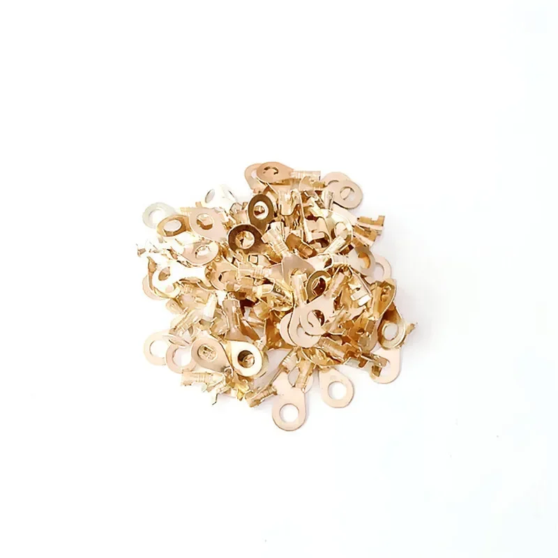 Wire connectors terminal connector copper wire lugs 100PCS M3/M4/M5/M6/M8/M10 Ring Lugs Ring Eyes Copper Crimp Terminals Cable Lug Non-insulated Diy Assortment Kit