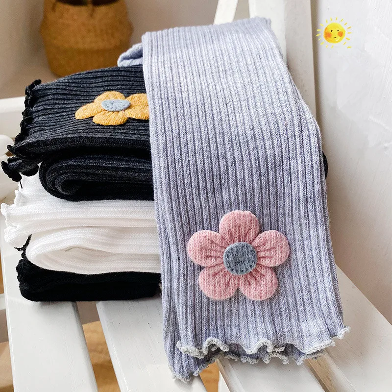 Baby Girl Leggings Autumn Pants Baby Pantyhose Child Toddler Pant Flower Cotton Knitting Trousers for Kids Infant Legging Spring girl leggings kids tights