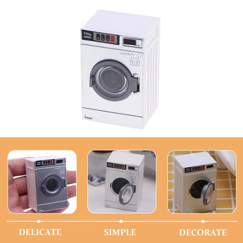 Mini Washing Machine Model Dollhouse Toy Washer Dryer For Pretend Play Housekeeping Toys Role Games Decor Photo Props Miniature