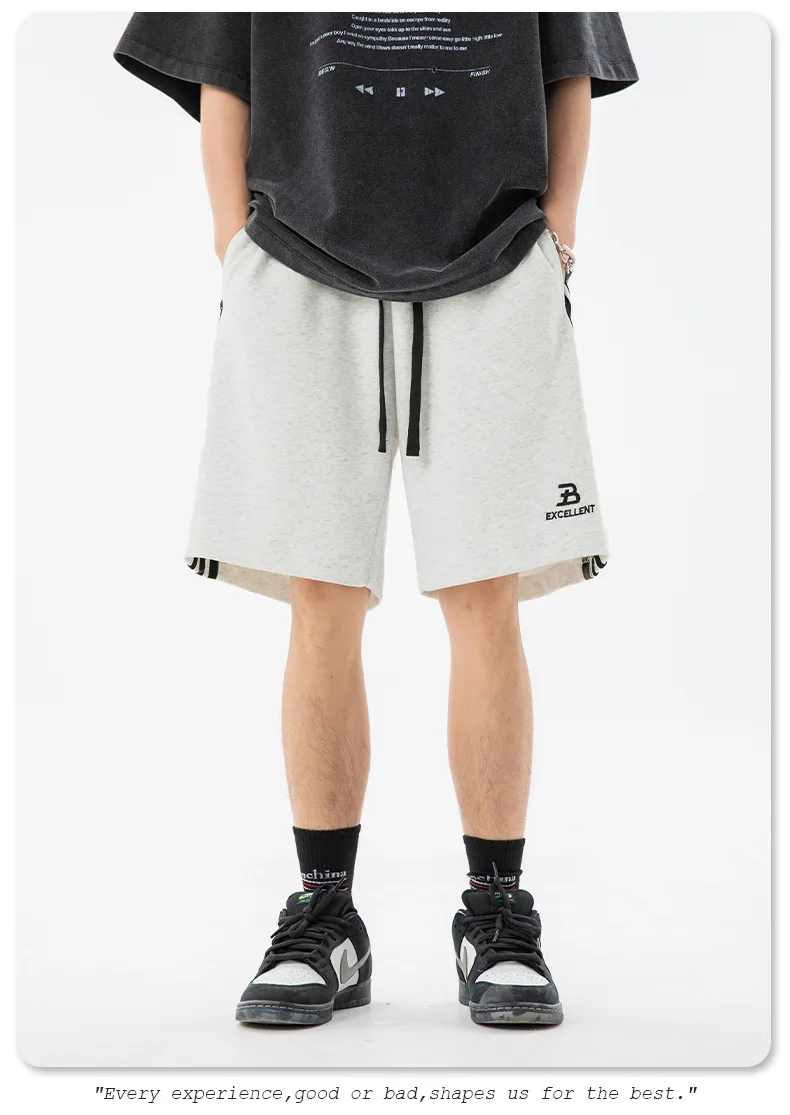 Texture Washed Bermuda Shorts Men's Summer Retro Old Bar Bar Design Sports Loose Casual Five Points Pants