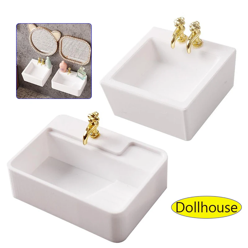 1/12 Dollhouse Bathroom Wash Basins Sinks Model Dollhouse Bathroom Furniture Decoration Dolls House Home Accessories