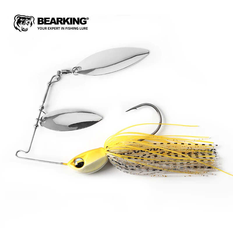 BEARKING New HXL 7g/10g/14g soft tail whisker hidden hook glitter to lure fish 3D simulation eye iron plate sequin fish bait