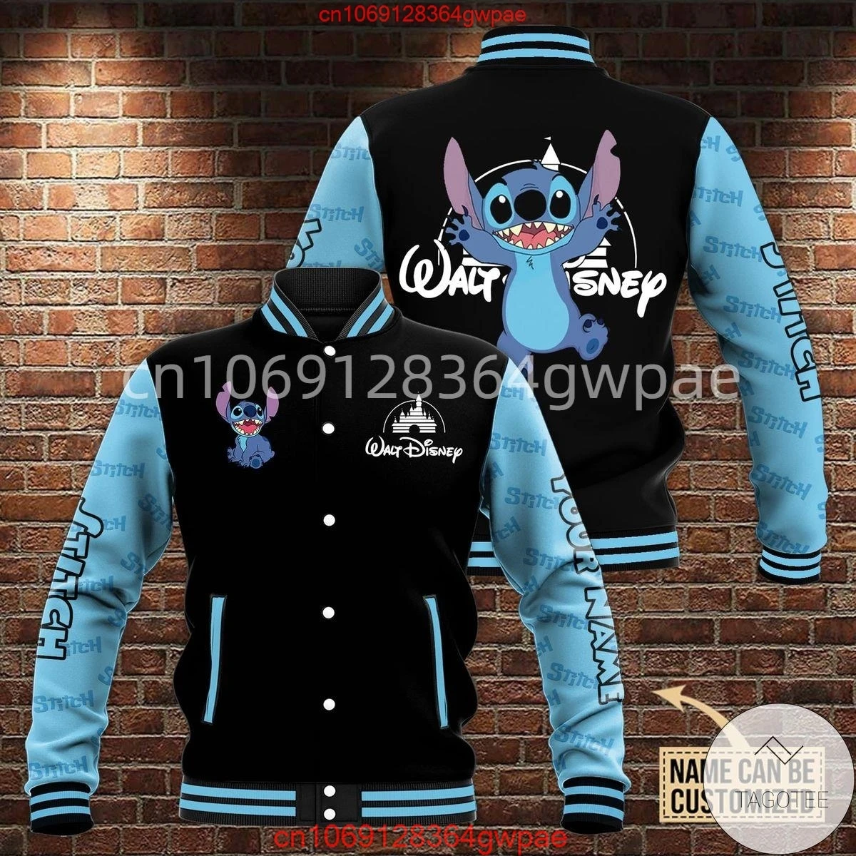 Custom Name Disney Stitch Baseball Jacket Men's Women's