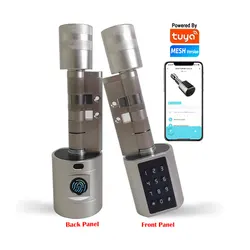 Fingerprint Password Smart Lock Cylinder Tuya Bluetooth Adjustable European Door Lock Cylinder With Key App Unlock For Home