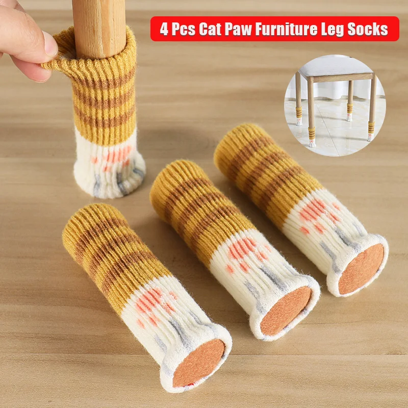 Chair Leg Socks Pcs Furniture Leg Socks Knitted Premium Cat Paw
