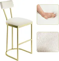 2Pcs Counter Height Bar Stools Set with Back Metal Frame & Upholstered Seat Tall Barstools for Kitchen Island, Home Dining Room 5