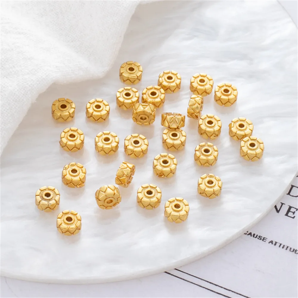 

18K Gold Plated Brass Gear Spacer Teeth Small Hole Spacer 4MM Wheel Bracelet Necklace DIY Jewelry Accessories