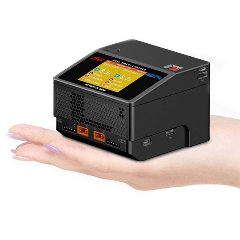 HOTA 듀얼 채널 스마트 초소형 충전기, Lipo LiHV LiFe LiIon NiZn NiCd NiMH 배터리용 ADP 포함, S6, AC400W, DC650W, 15A