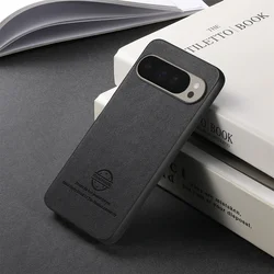 Matte PU Leather Shockproof Case with Fabric Back and Soft TPU Frame for Google Pixel 10 (Black)
