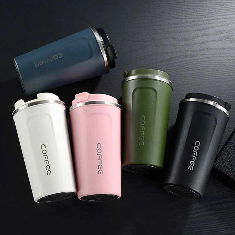 Protable Office Coffee Hot Cup Travel Mug Stanley Cup Insulated Airless  Bottle Straight Mouth Creative Airless Portable Cup