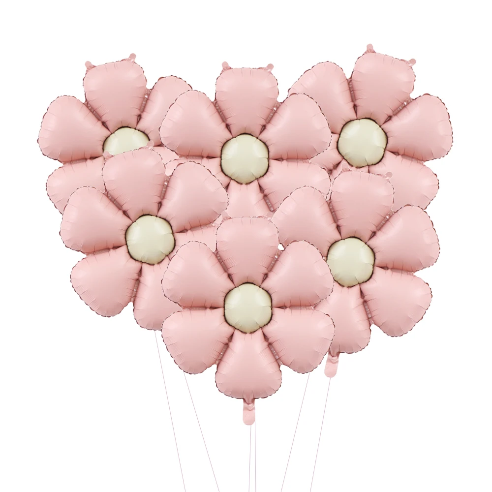 6 Stück Matt Rosa Candy Daisy Ballons Sonnenblumen-Gänseblümchen Aluminiumfolie Ballons für Mädchen Babyparty Geburtstag Hochzeit Dekoration – Detail 4