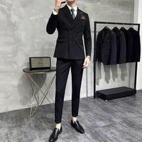 M-7XL ( Blazer + Pants ) Luxury Classic Striped Men's Official Office Casual Business Double -breasted Suit Groom Wedding Gown 6