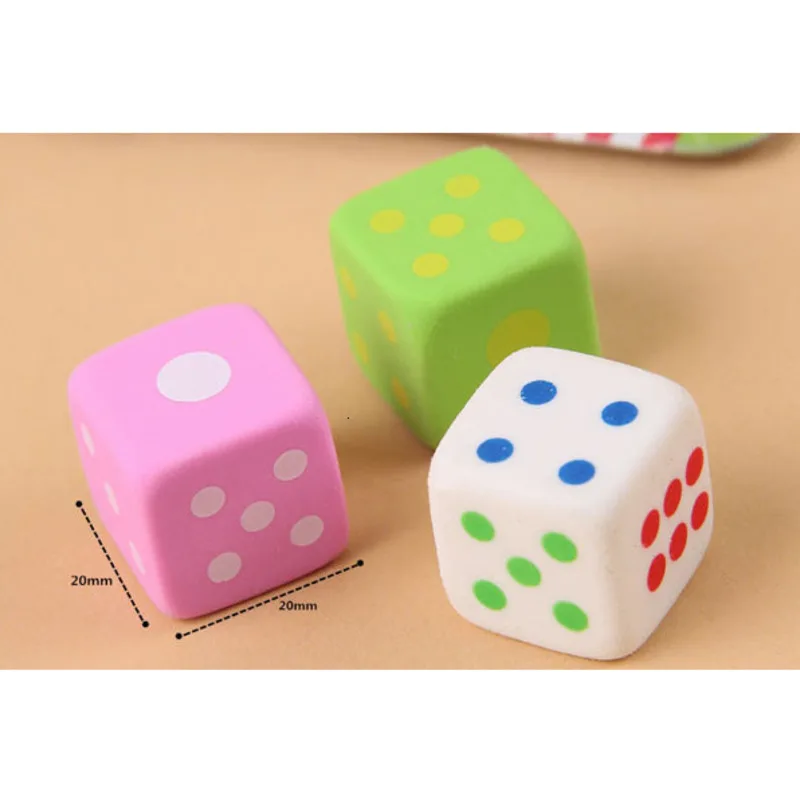 Cute 3 Pcs/set Novelty Dice Shaped Erasers 3D Candy Color Rubber Toy Kawaii Stationery School Office Supplies creative - 4