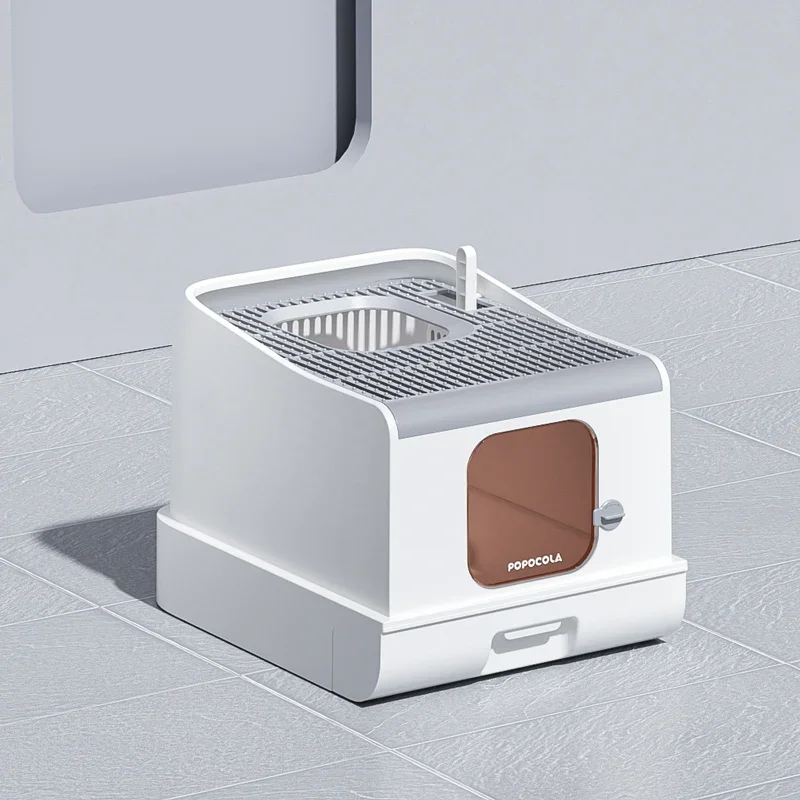 

Fully Enclosed Cats' Sandbox Large Anti Odor Cat Toilet Convenient Drawer Cat Litter Basin Sand Leakage Pedal Pets Supplies