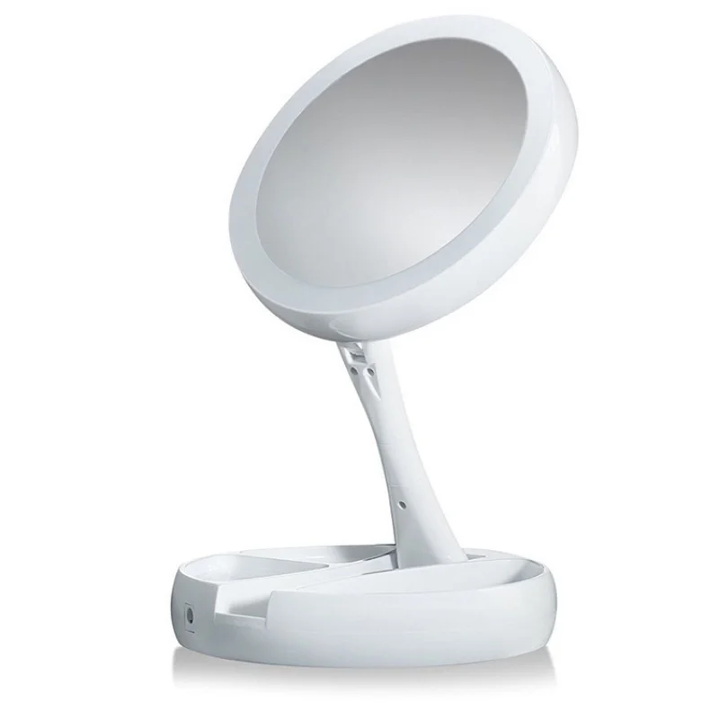 Foldable USB Charging or Battery Led Mirror Makeup White Vanity Cosmetic Mirror with Light 10X