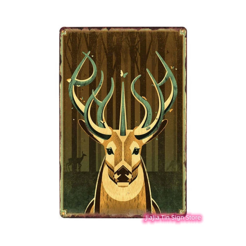 Targhe in metallo Vintage alce Retro Deer targa in ferro Poster da parete Bar Pub caccia Club Park Home Wall Art immagini decorazione 20 x30cm