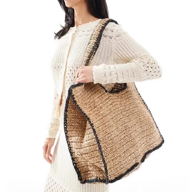 Straw Woven Tote Bags for Women Shoulder Raffia Bag 2025 Rattan Large Shopping Basket Beach Bag Luxury Crochet Handbag Tote Bag