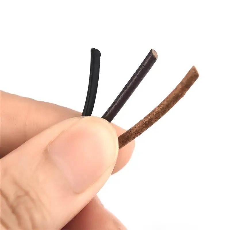 Leather Cord 2M/5M Round Flat Strand Cow Leather Rope DIY Jewelry Sewing Cord Bracelet Necklace Keychain Jewelry Making Accessories Findings