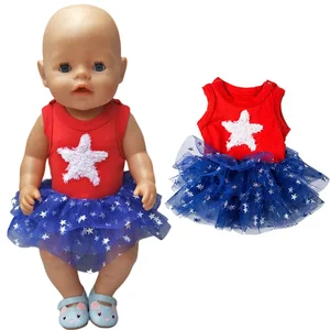 Doll Clothes for 43cm Born Baby Doll Micke Mouse Dress Under Pants Head Band 18 Inch Doll Dress