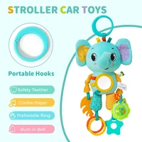 Jouet d'apprentissage sensoriel froissé et grinçant, doux, suspendu, poussette, siège de voiture, berceau, voyage, Animal en peluche, carillon éolien avec anneau de dentition, garçons et filles 5