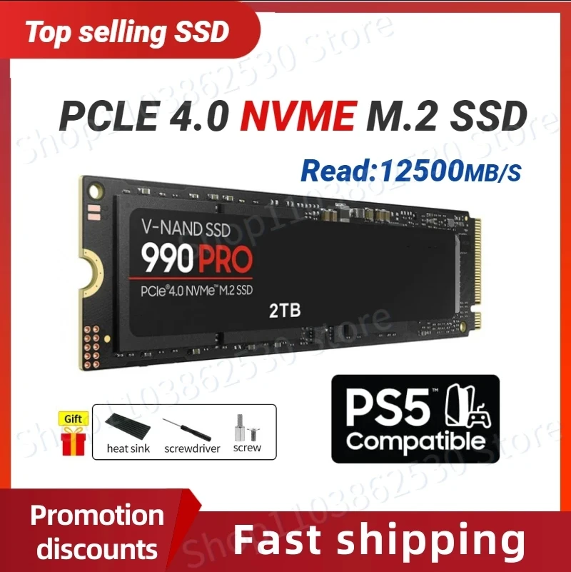 

Newest 990 PRO Hard Disk 1TB 2TB 4TB 8TB SSD Internal Solid State Drive M.2 2280 NVMe PCIe Gen 4.0 x 4 for PS5 Desktop Laptop PC