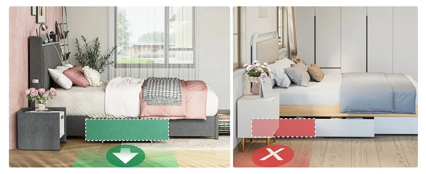 bed frame full  Upholstered  Platform Bed with Storage