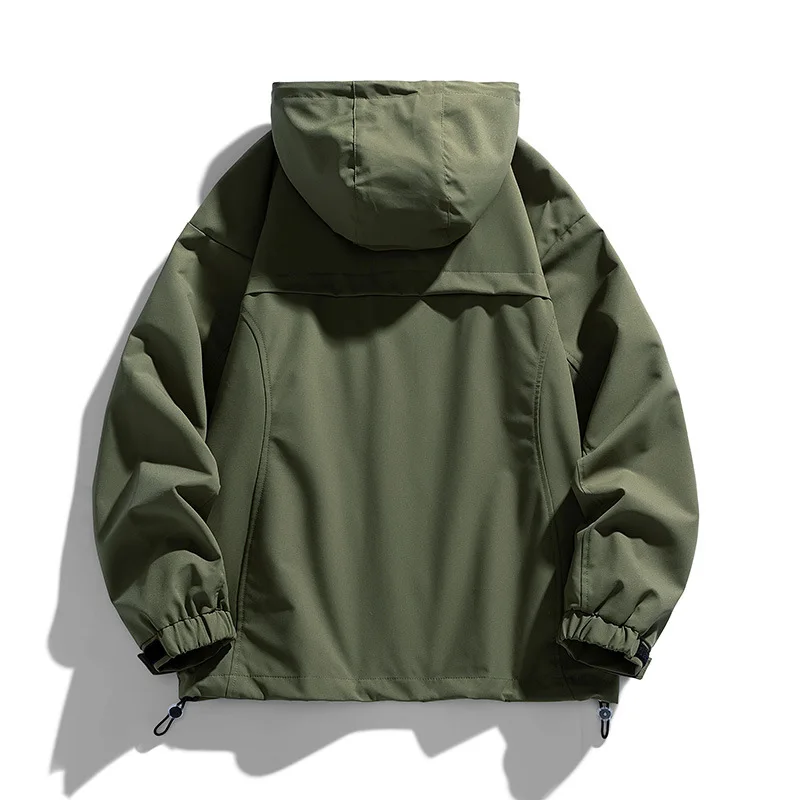 Black Camping Jacket Men Windbreak Coat Plus Size 8XL Fashion Casual Waterproof Jacket Male Solid Color Outerwear Big Size 4
