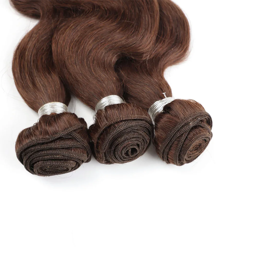 Włosy typu Body Wave wiązki 100% ludzkie włosy wyplata naturalny kolor #4 brązowy Remy do przedłużania włosów 1/2/3 sztuk kolorowe tkania