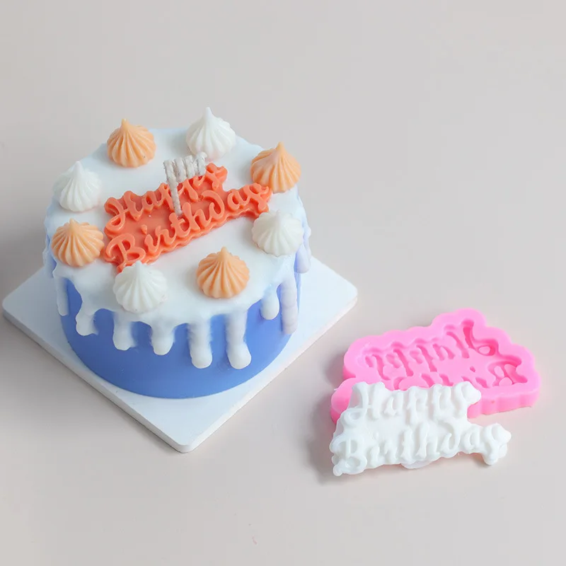 

Happy Birthday imitation dessert cake Aromatherapy candle diy birthday card decoration silicone mold