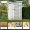 5x4 FT Outdoor Storage Shed, Resin Storage Shed with Floor & Lockable & Window Door for Patio Furniture,Garden Tools and Bicycle 4