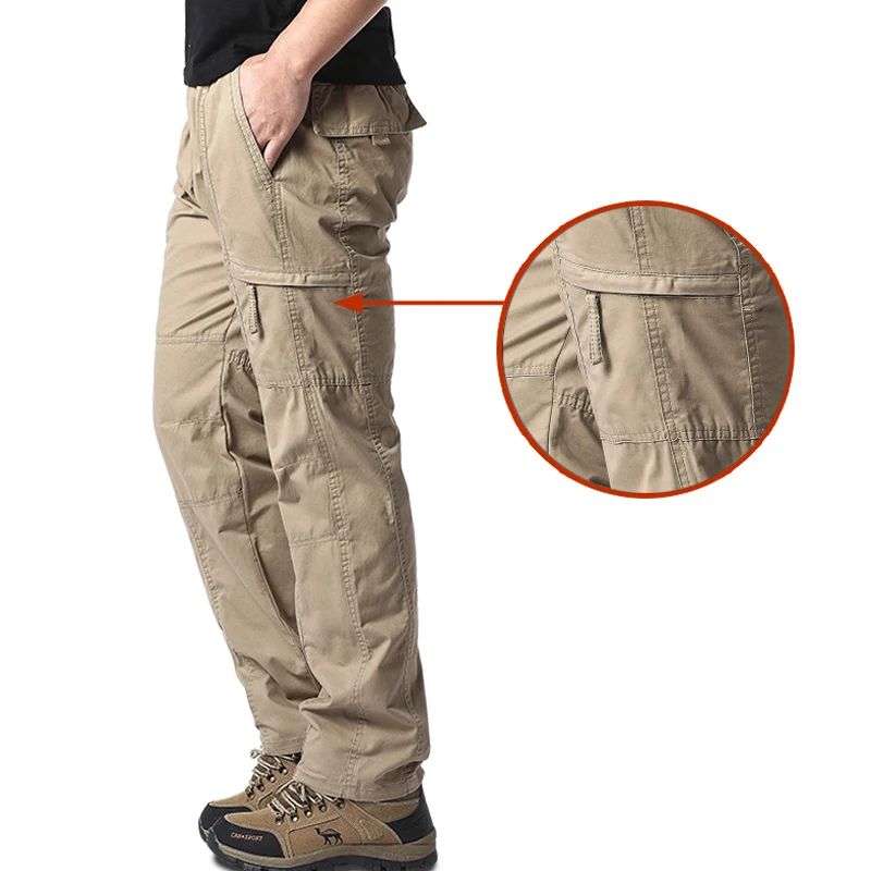 Men's Cotton Cargo Pants Casual Multiple Pocket Tactical Pants Spring Autumn Outdoor Camping Hiking Work