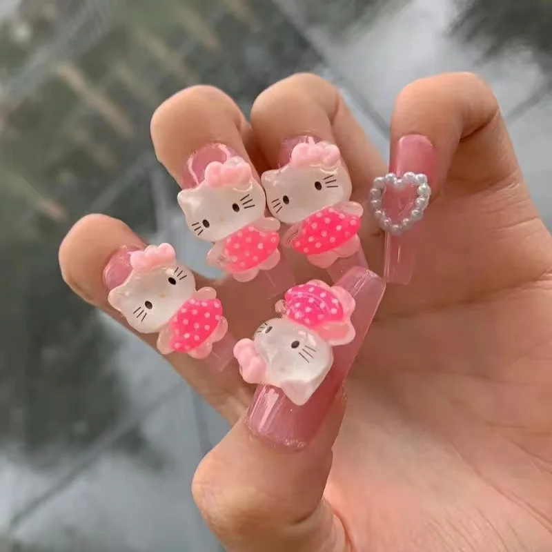 Hello Kitty Nail Charms for Acrylic Nail Tips Decor Kawaii Sanrioed Mymelody Nail Jewelry Gems 5pcs lot acrylic v shape shoe shop retail jewelry display stand rack shelf