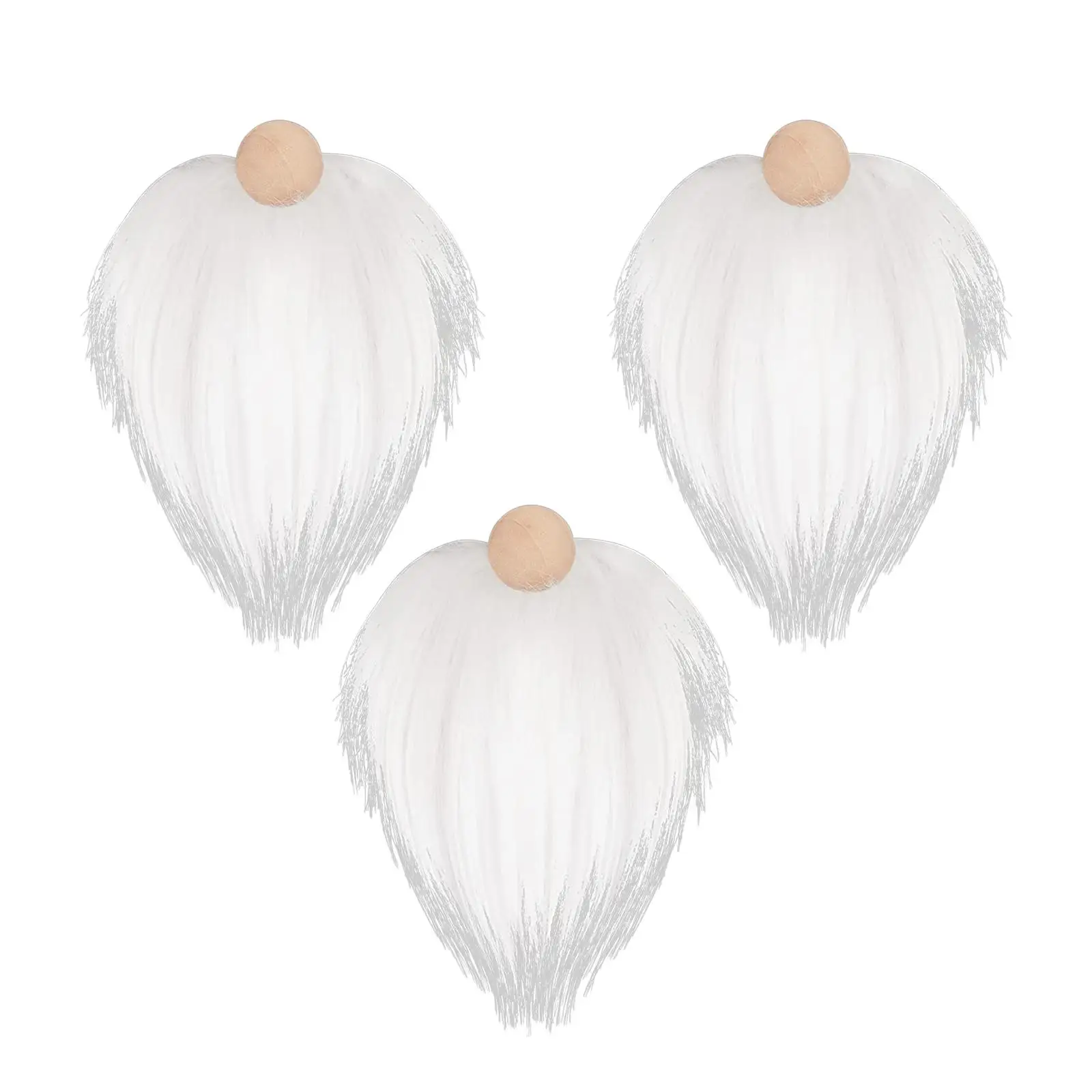 3x Pre Cut Gnome Beards Unfinished Wooden Balls Wood Gnome Nose DIY Crafts Supplies Gnome Beard Craft Fur for Holiday Christmas