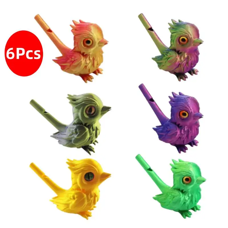 6PCS 새 물 호루라기 재미있는 새소리 물 호루라기 다채로운 장난감 성인용 생일 부활절 선물 야외 액세서리