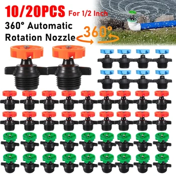 360° Automatic Rotating Sprinkler Heads Watering Irrigation Rotating Nozzle 1/2Inch Irrigation Nozzle for Garden Lawn Irrigation