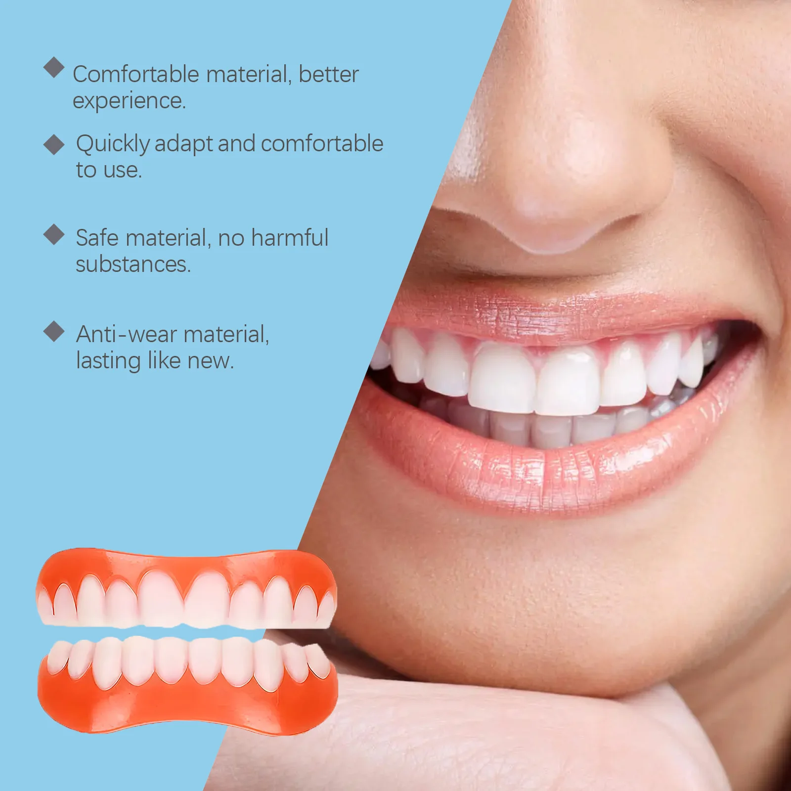 Silicone Denture Set - for dental aesthetics, natural smile, fills in tooth gaps, made of comfortable material