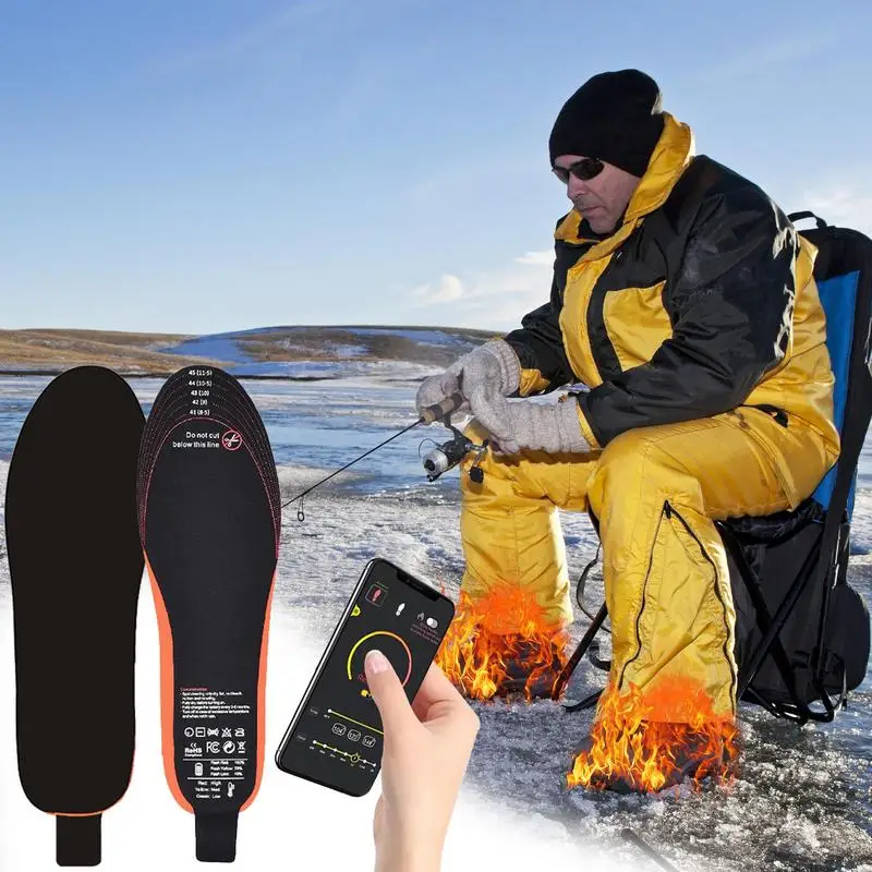 Electric Heated Insoles APP Control Warm Insoles With 3 Temp Settings 3000mAh Heating Pad Heating Cuttable USB Insole For Hiking