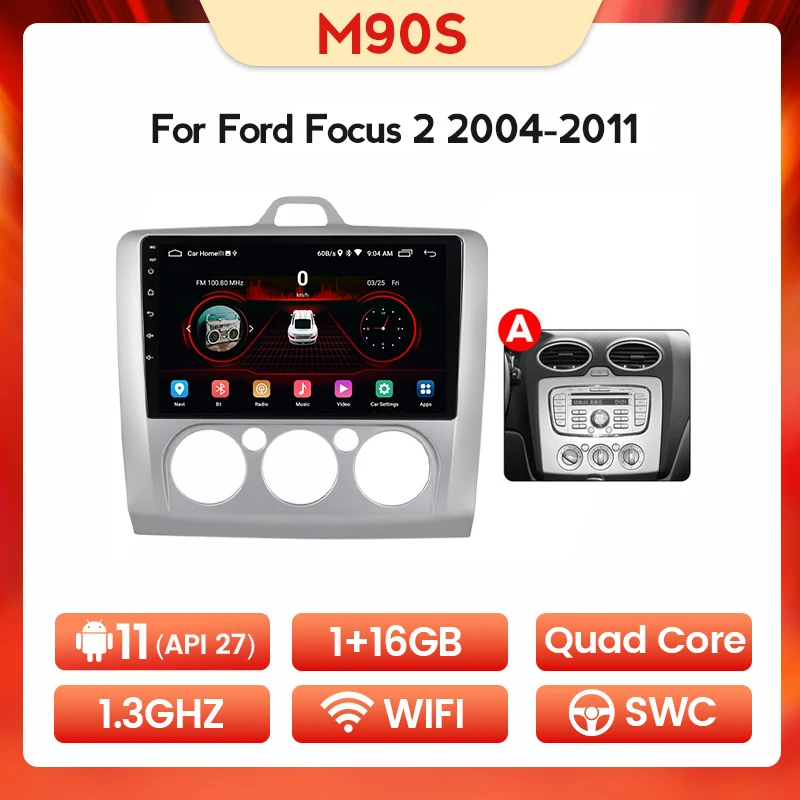 MEKEDE 9"Android11 Car Radio 2DIN For Ford Focus 2 3 Exi MT AT Mk2/Mk3 2004-2011 GPS Navigation DSP Floating window Split Screen car stereo Car Multimedia Players