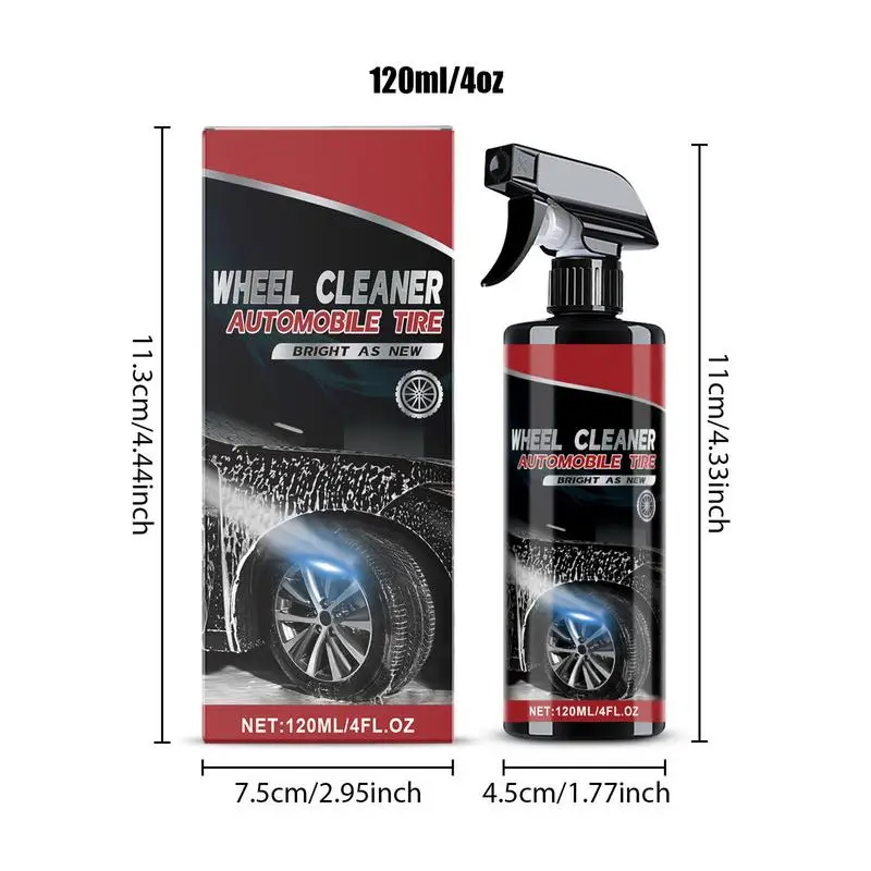 Car Tire Cleaner 120ml Auto Wheel Cleaning Spray Automotive Wheel Care Strong Cleaning Brake Dust Remover Car Detailing
