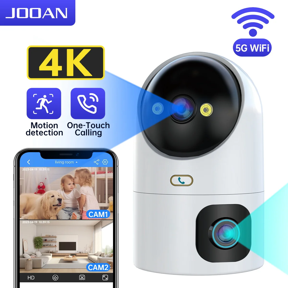 JOOAN 4K PTZ IP 카메라 5G WiFi 듀얼 렌즈 CCTV 보안 카메라 스마트 홈 베이비 모니터 자동 추적 컬러 야간 비디오 감시 JOOAN 4K PTZ IP 카메라 5G WiFi 듀얼 렌즈 CCTV 보안 카메라 스마트 홈 베이비 모니터 자동 추적 컬러 야간 비디오 감시